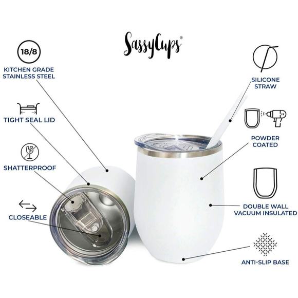 SassyCups Mommy's Sippy Cup | Stainless Steel Stemless Wine Tumbler with Stra... - Picture 10 of 16